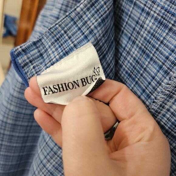 Vintage 90s Blue Plaid Stretchy Skort Skirt Fashion Bug Size Large Back Zipper - Picture 5 of 5